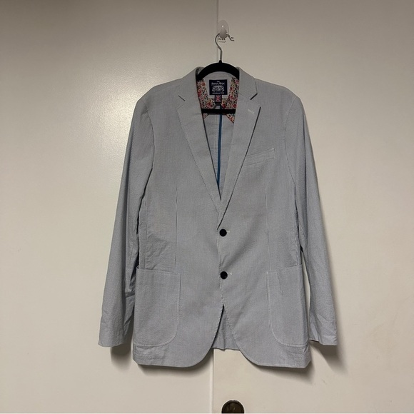 Saville Row Co. Knit Blazer Other - SAVILE ROW CO maddox stripped Blue cotton Blazer Men’s size 42L